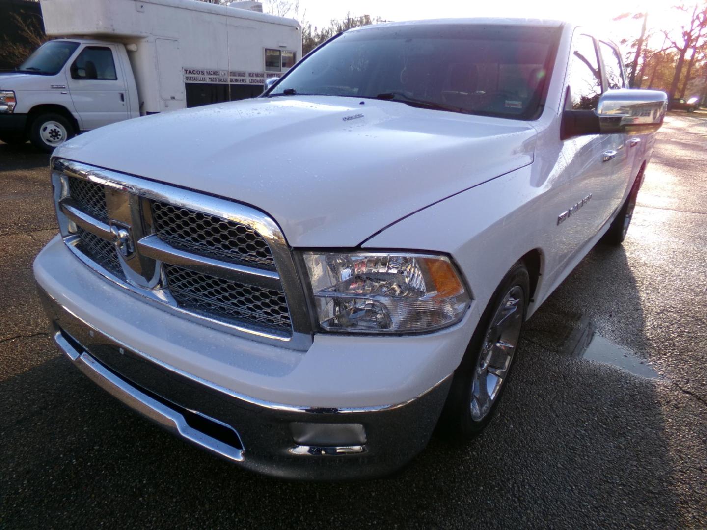 2012 White /Tan Dodge Ram 1500 Laramie Crew Cab 2WD (1C6RD6NT1CS) with an 5.7L V8 OHV 16V engine, 6-Speed Automatic transmission, located at 400 First NW, Bearden, AR, 71720, (870) 687-3414, 0.000000, 0.000000 - Photo#0