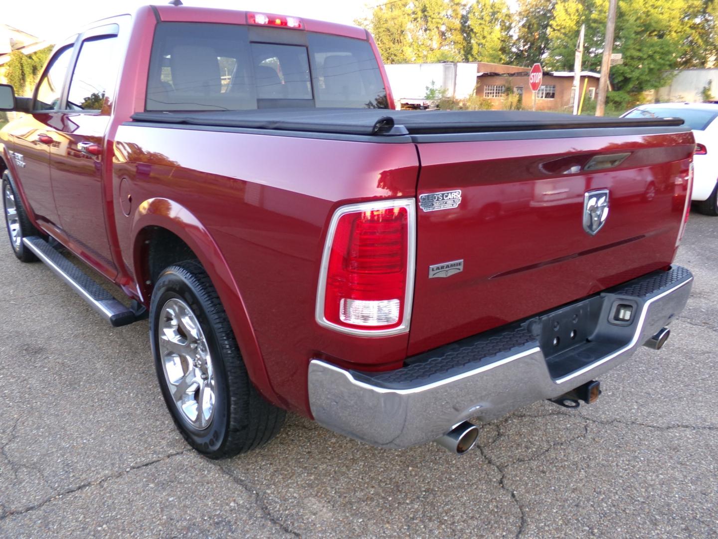 2014 Deep Cherry Red Crystal Pearl /Tan RAM 1500 Laramie Crew Cab SWB 2WD (1C6RR6NT3ES) with an 5.7L V8 OHV 16V engine, 6-Speed Automatic transmission, located at 400 First NW, Bearden, AR, 71720, (870) 687-3414, 0.000000, 0.000000- Photo#2