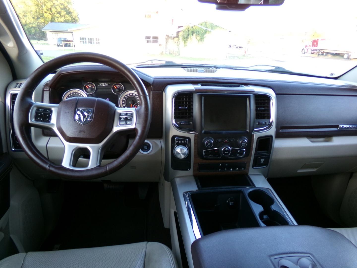 2014 Deep Cherry Red Crystal Pearl /Tan RAM 1500 Laramie Crew Cab SWB 2WD (1C6RR6NT3ES) with an 5.7L V8 OHV 16V engine, 6-Speed Automatic transmission, located at 400 First NW, Bearden, AR, 71720, (870) 687-3414, 0.000000, 0.000000- Photo#27